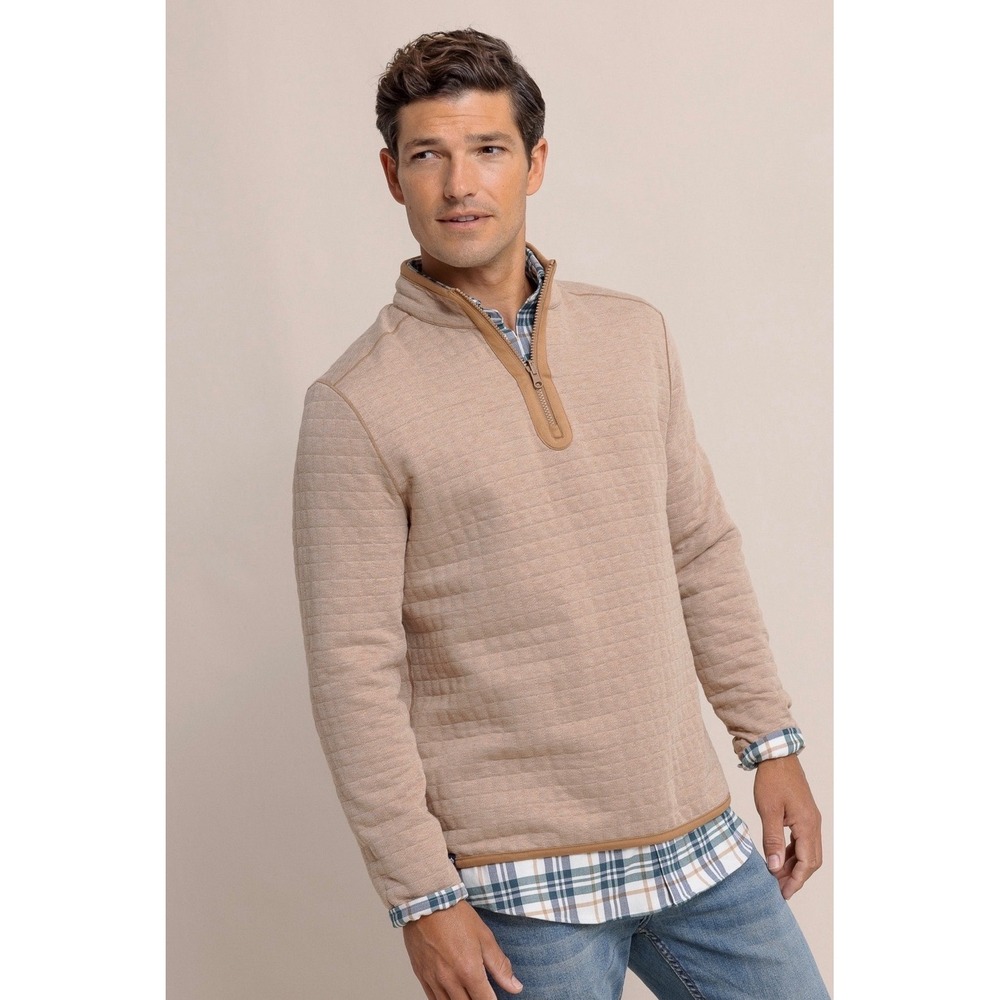 Southern‎ Tide Mens Reversible Quarter Zip Pullover Hazelnut Khaki XXL 11289 NEW